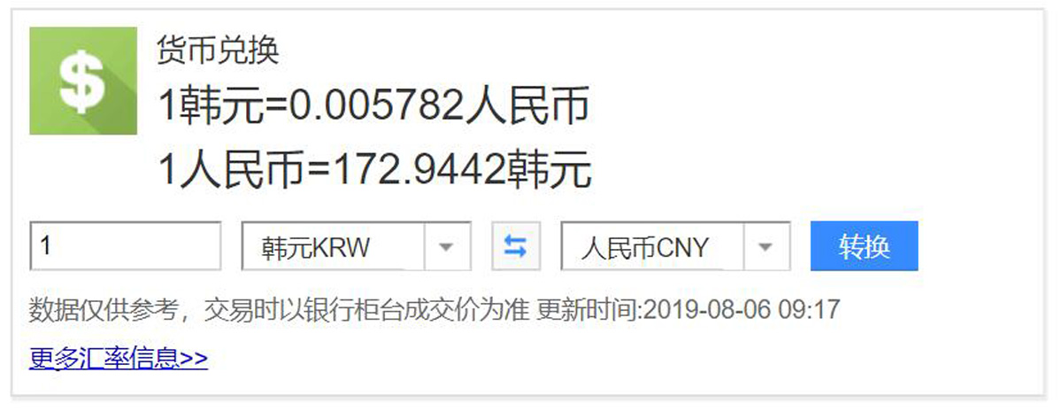 韩币中币换算(人民币换算韩币怎么算)